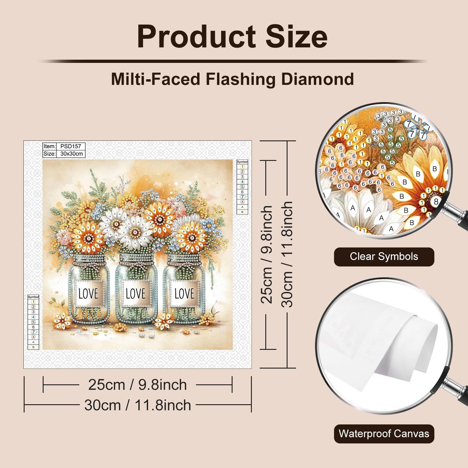 Anuver Flower Diamond 11.8 inches x x 0.04 inches, Multicolor