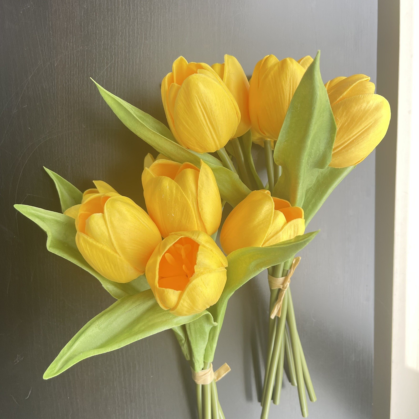 24Pcs Fake Tulips Artificial Flowers PU Artificial Tulips Real Touch Yellow