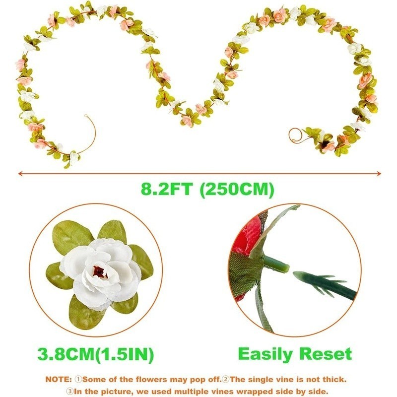 Artificial Rose Vines Garland Fake Flowers Wedding Party Home Decoration New