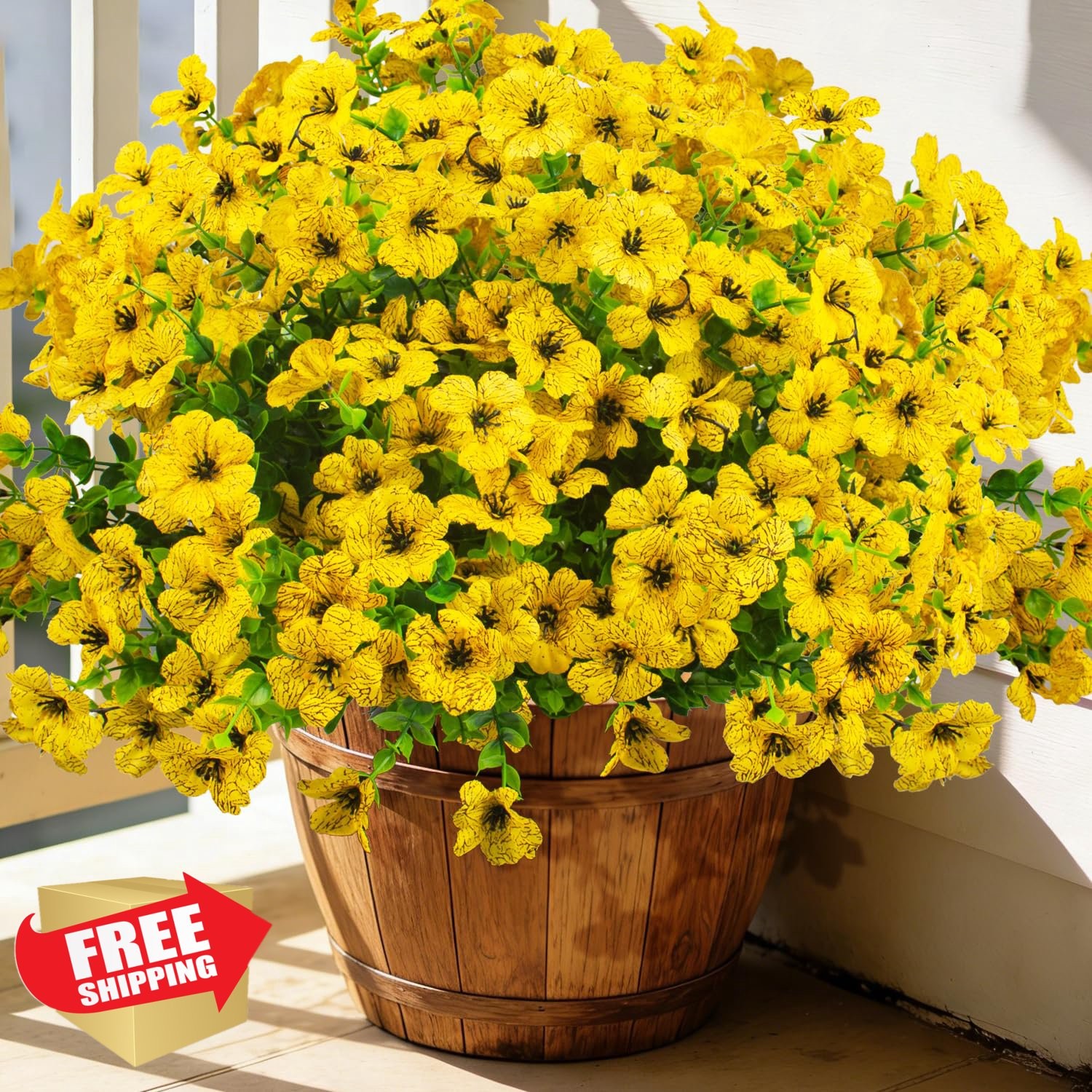 Grunyia 20 Bundles Artificial Flowers Yellow Outdoor UV