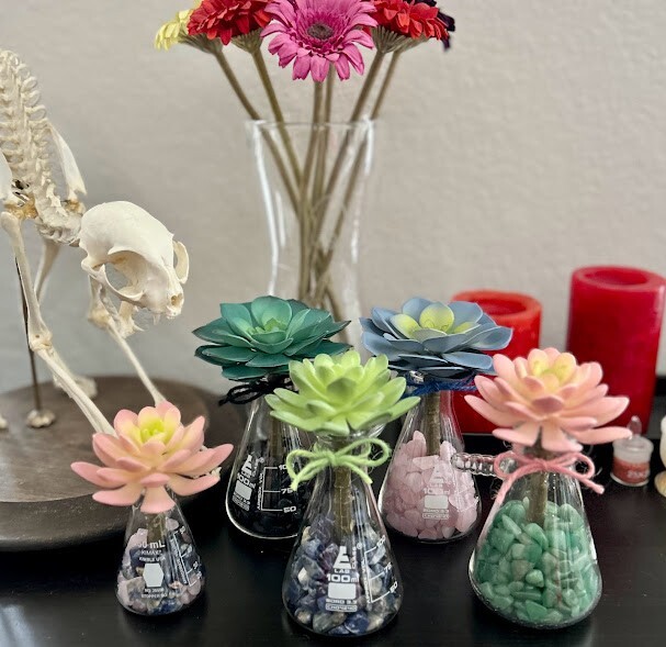 Artificial Potted Succulent Flower Pink Echeveria Science Decor Lapis Lazuli