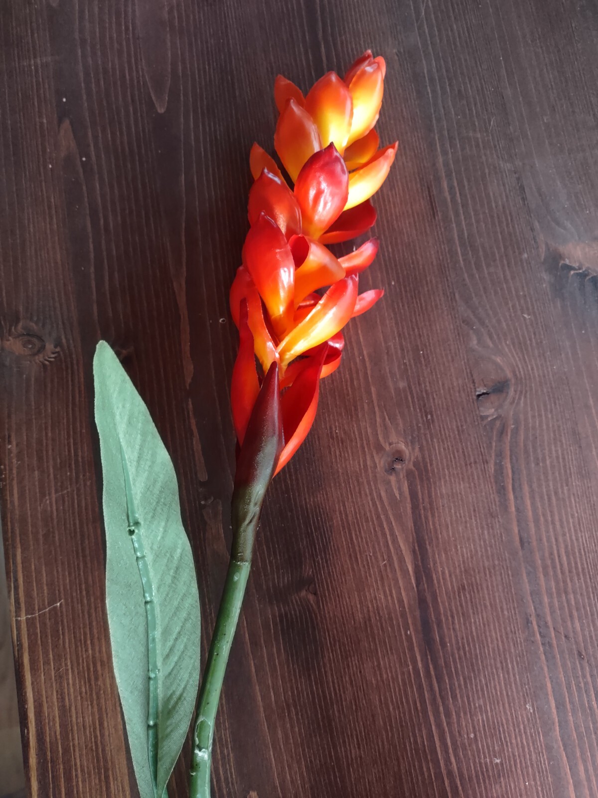 Ginger lily stem. Silk arrangements tropical Hawaiian flowers ORANGE