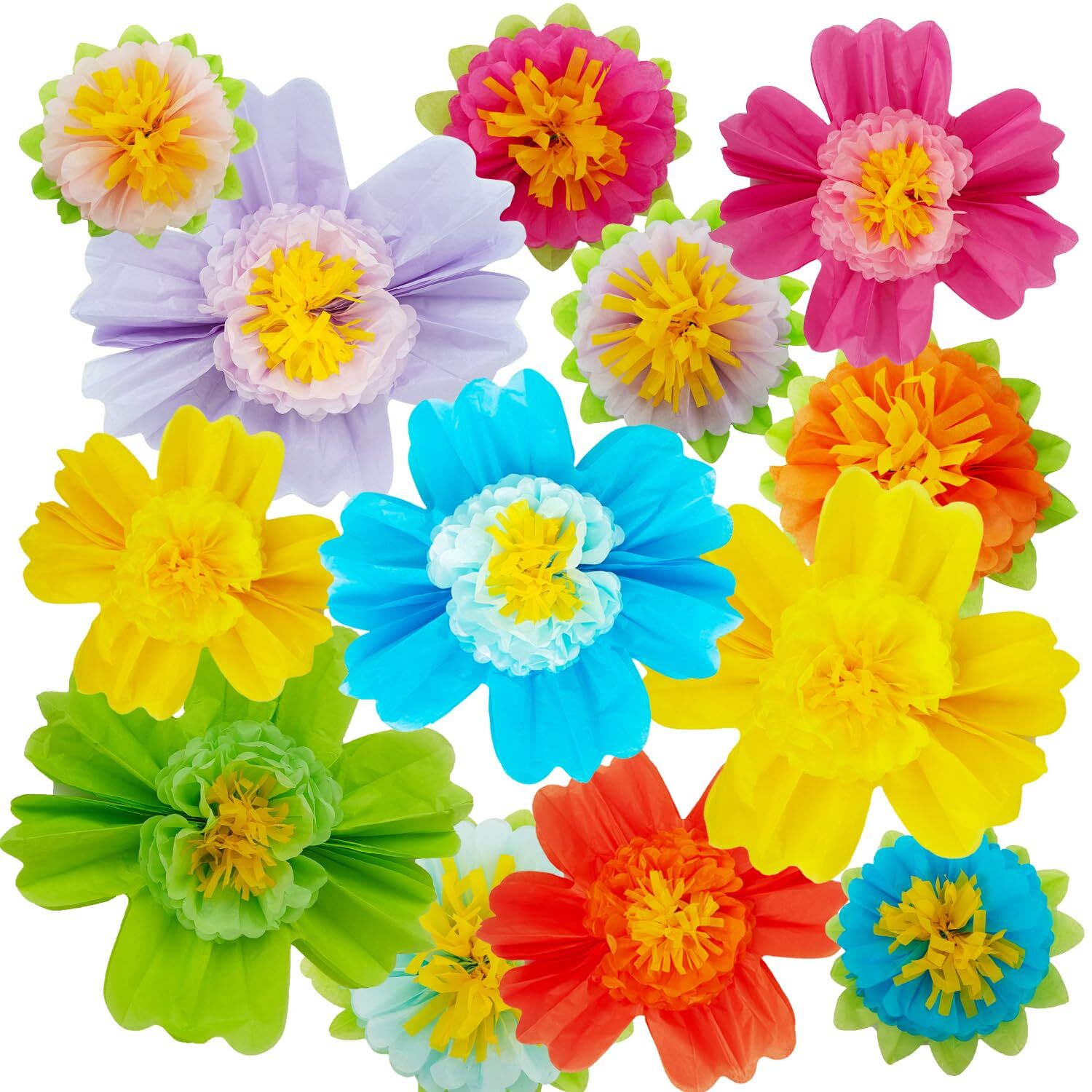 20″ Giant Rainbow Tissue Paper Flowers Set Large Mexican Fiesta Party Flowers…