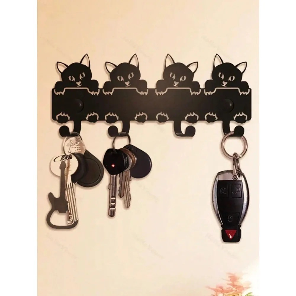 Black Cat-Themed Metal Wall Hook – Durable Home Office Decor Personalized Gift