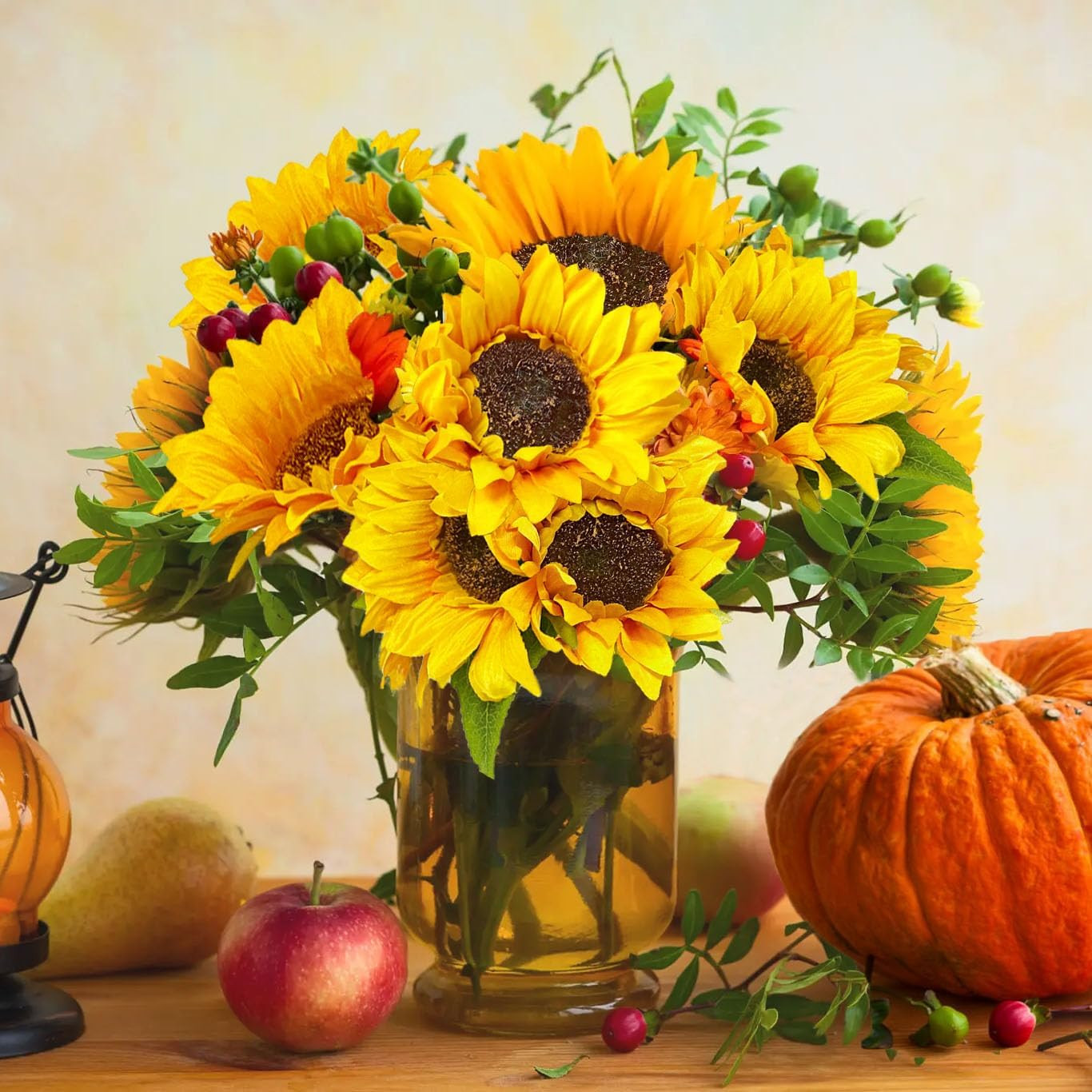 10PCS Sunflowers Artificial Flowers, Fake Silk Sunflower with Long Stem, Artific