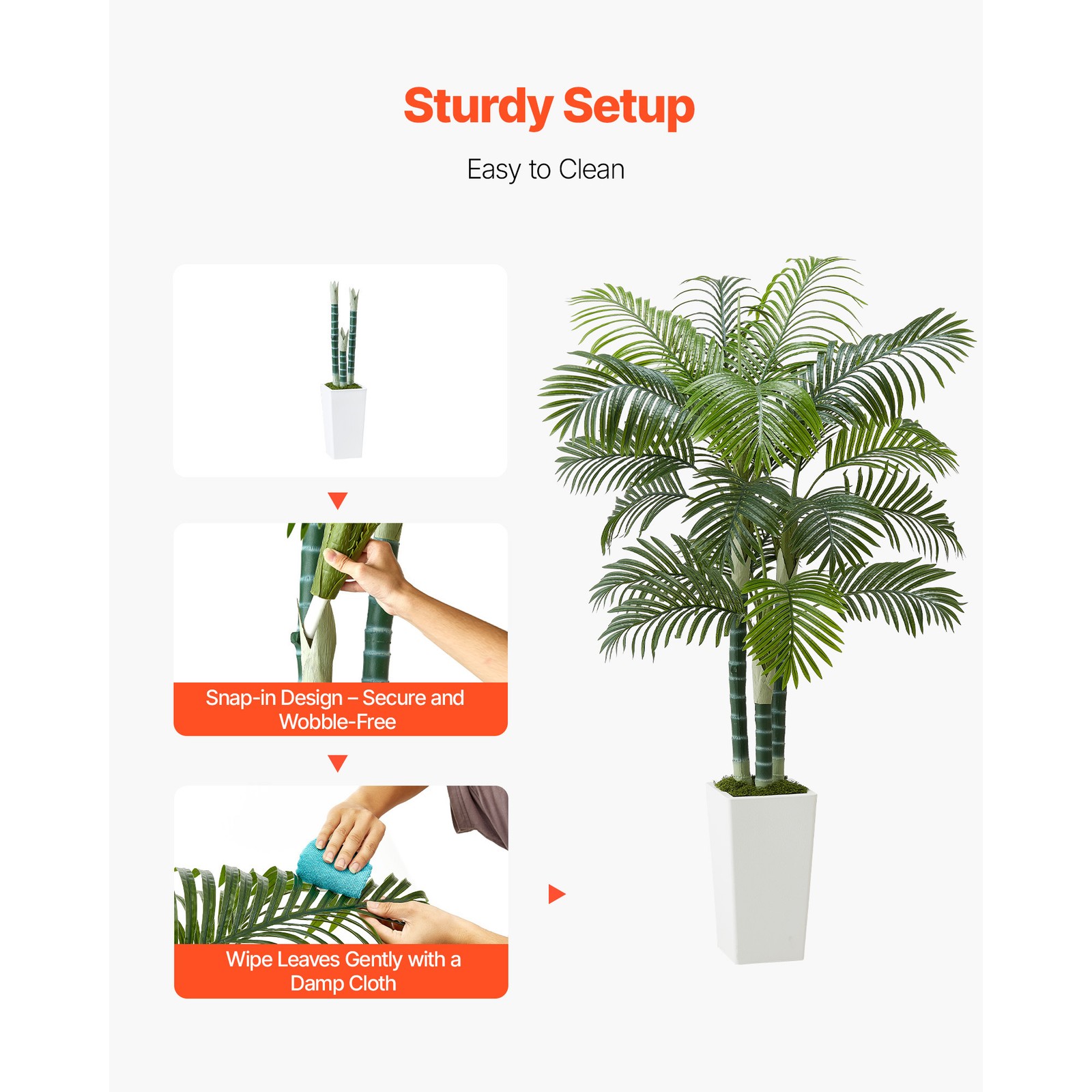 Uimoso 6ft Faux Areca Palm Tree with White Pot for Indoor Spaces
