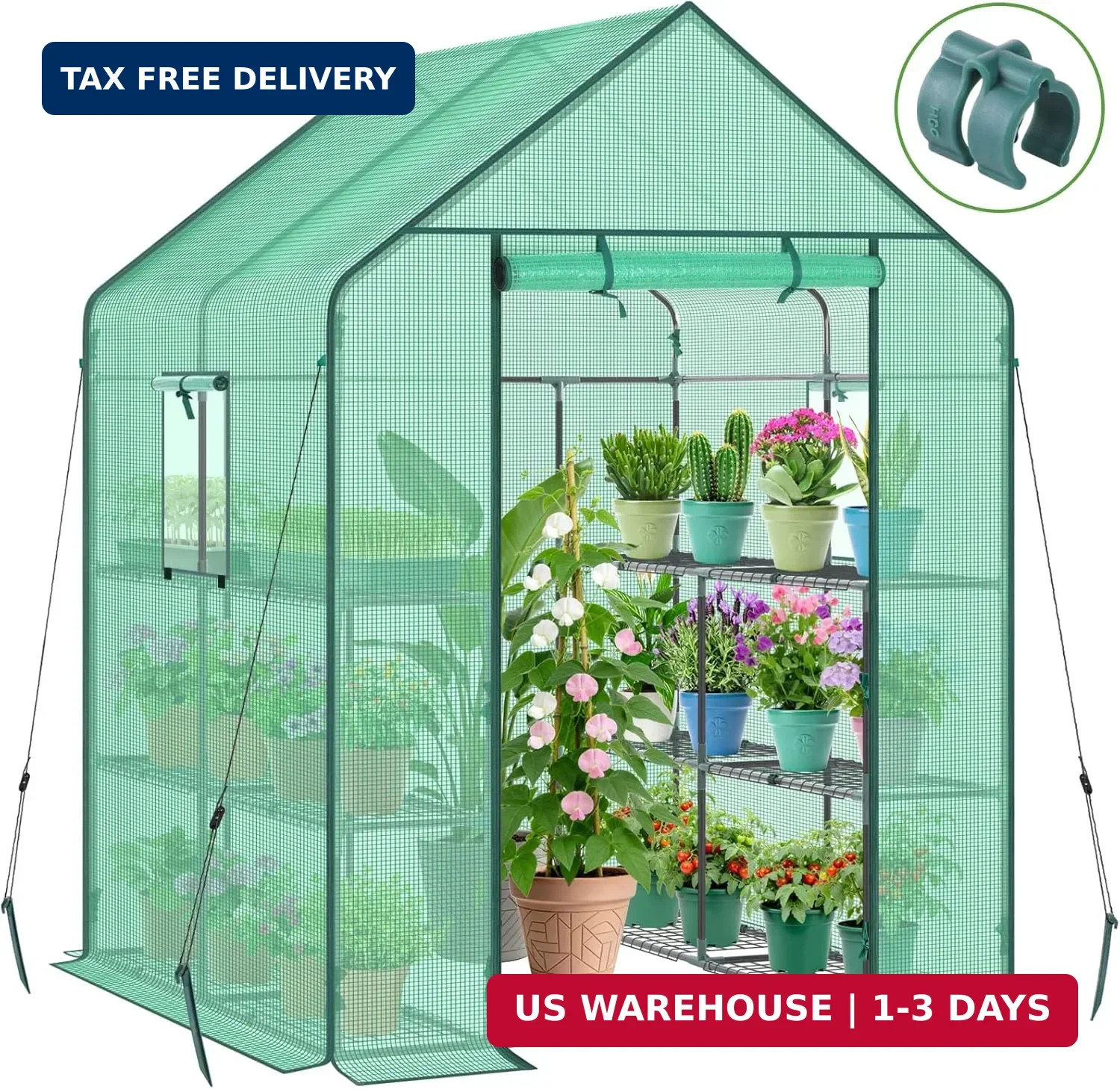 Ohuhu Greenhouse for Outdoors with Screen Windows, 57 x 57 x 76” Walk in Plant