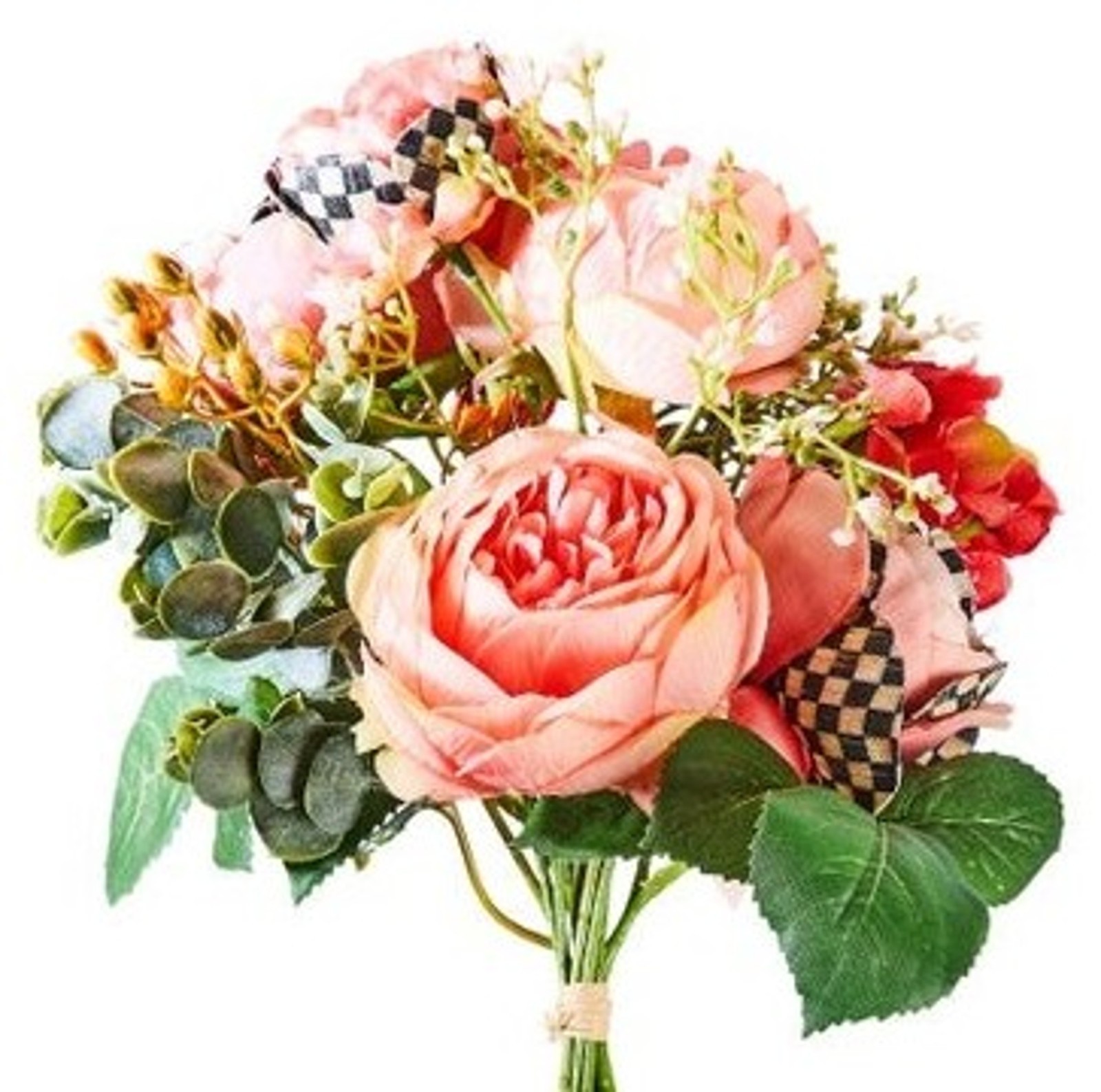 MacKENZIE CHILDS Peach Ranunculus & Rose BOUQUET courtly flowers 14″ NEW w tags