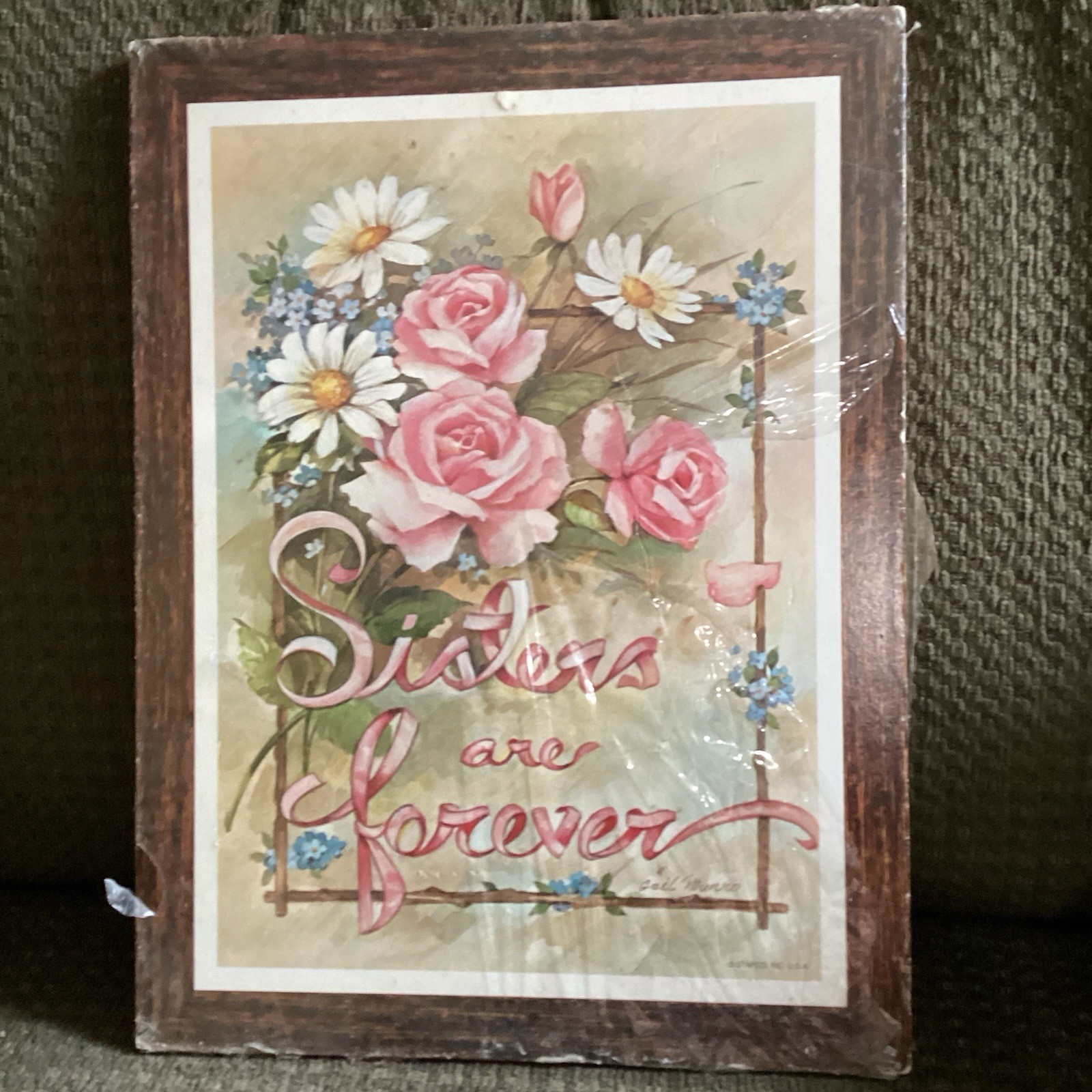 Vintage Flower Rose Pink Wall Hanging Decor Grandmacore Cottagecore Sisters USA