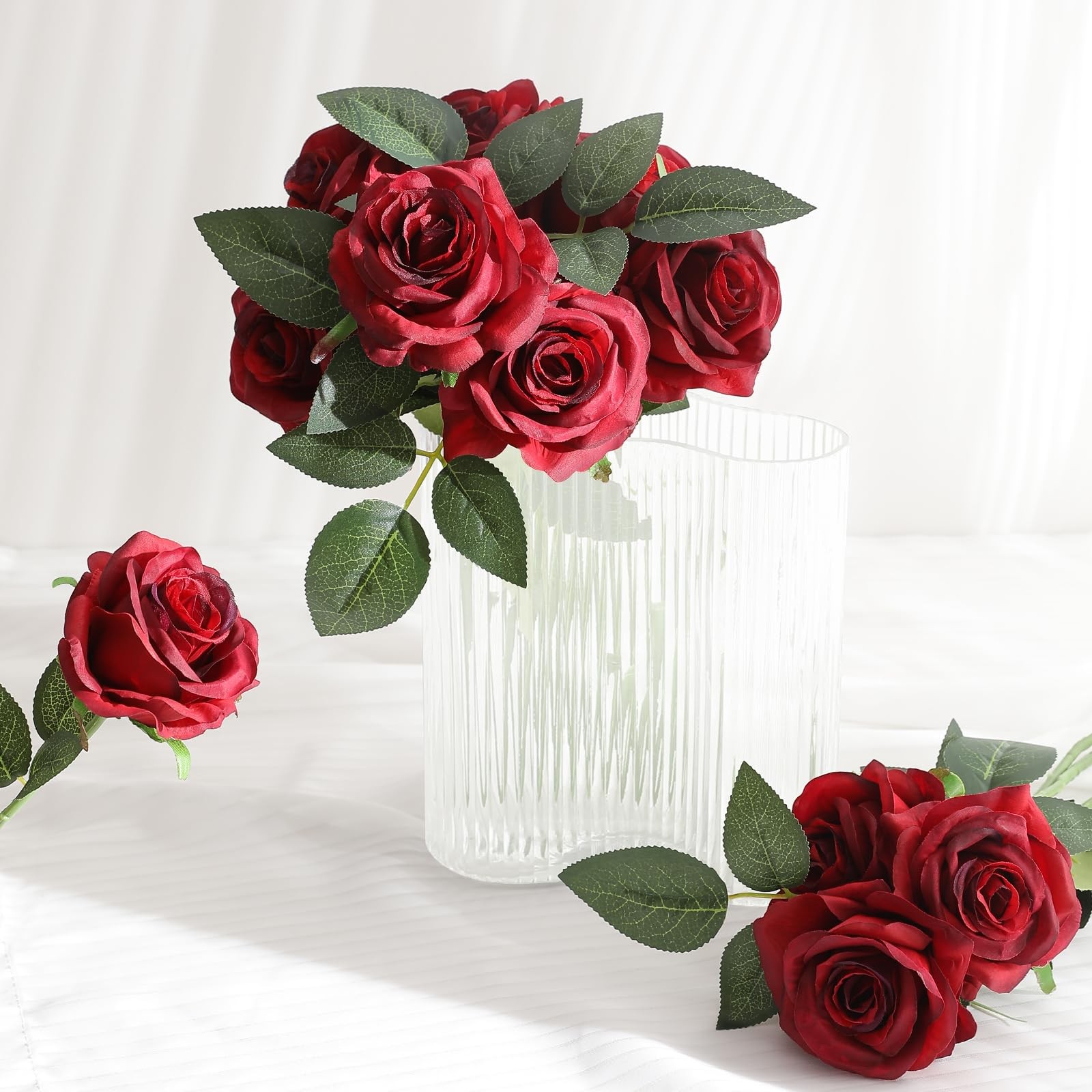36Pcs Artificial Roses Realistic Fake Flowers Bulk Long Stem Silk Faux Roses …