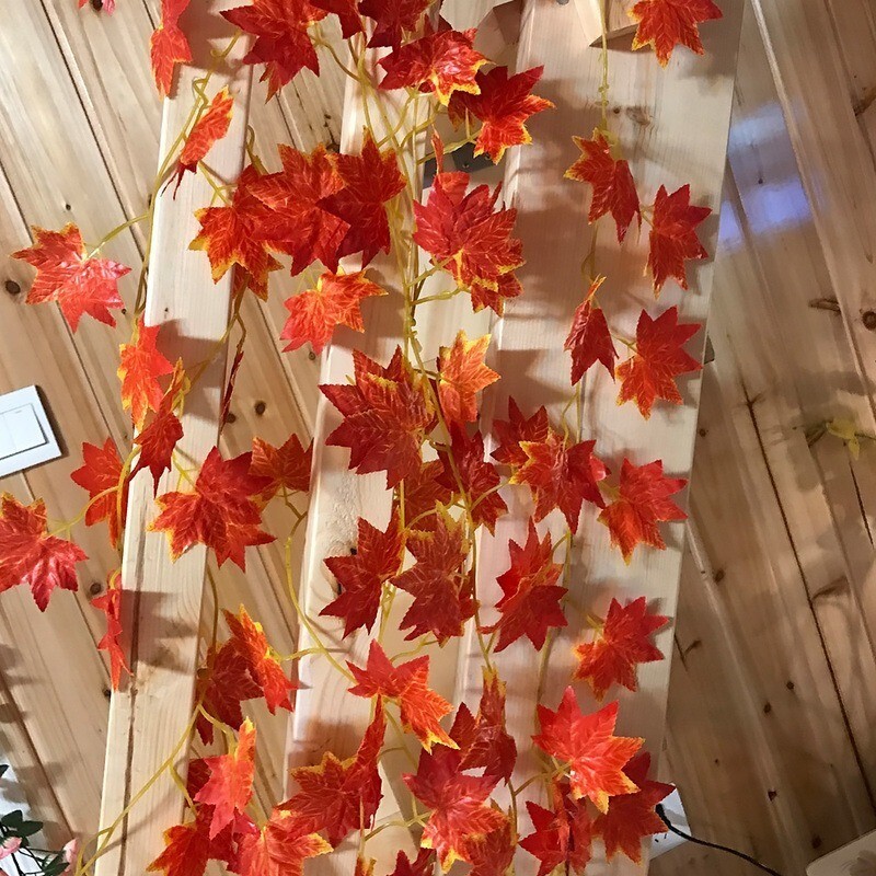 240CM Artificial Silk Maple Leaf Garland Maple Leaves Vine Hanging Thanksgiving