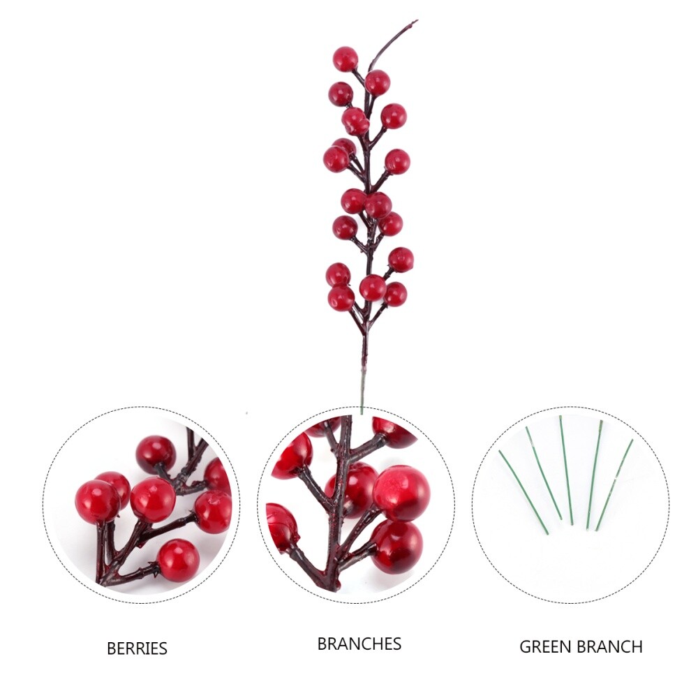 10 Pcs Red Berries Red Berry Picks Branch Flower Centers Wreath Floral Stems