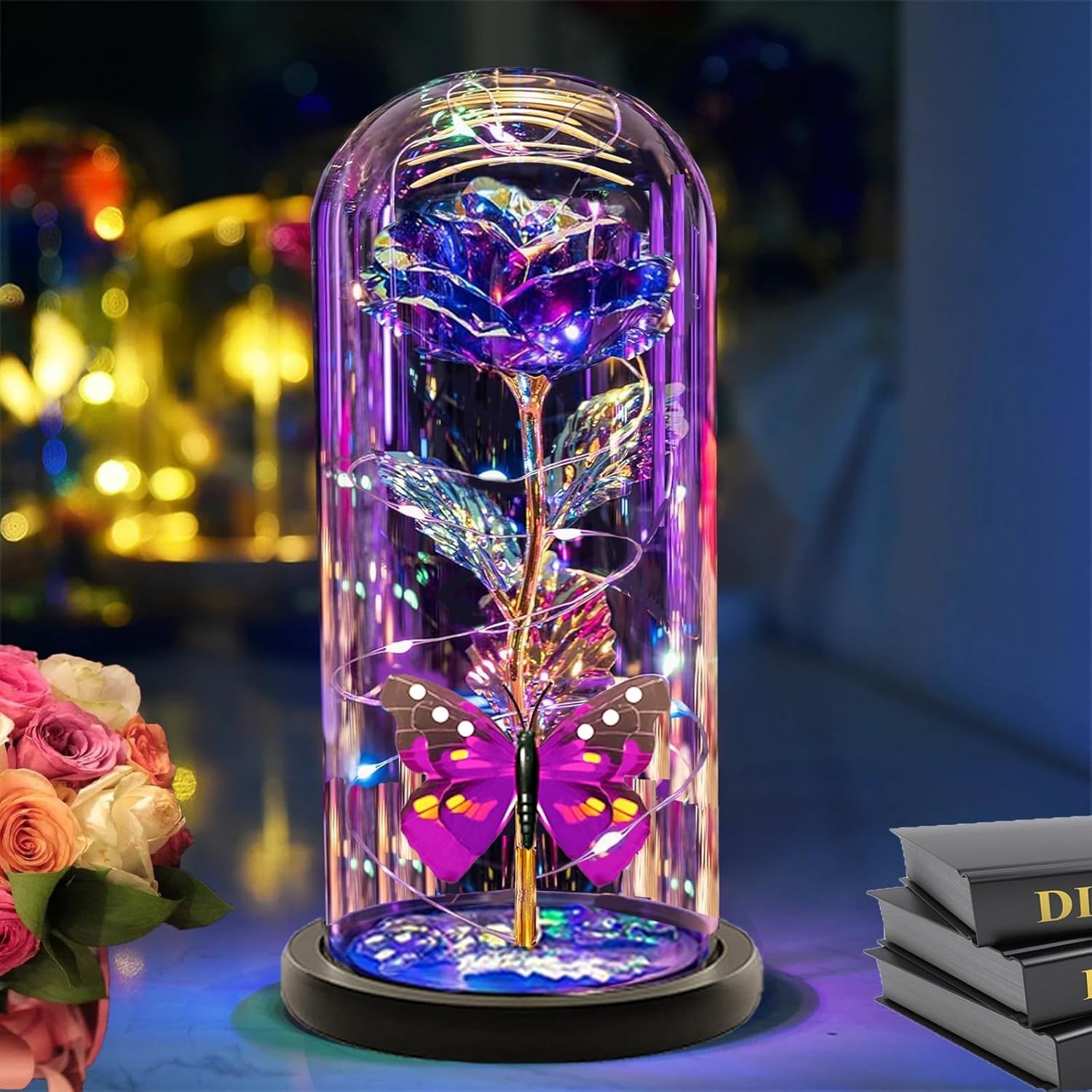 Mothers Day Flower Gifts for Mom Women Grandma Her Wife,Light up Rose in a Glass