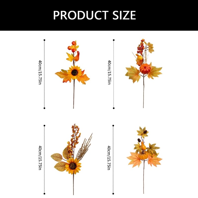 2pcs Thanksgiving Harvest Display Craft Supplies Artificial Maple Leaves Branch