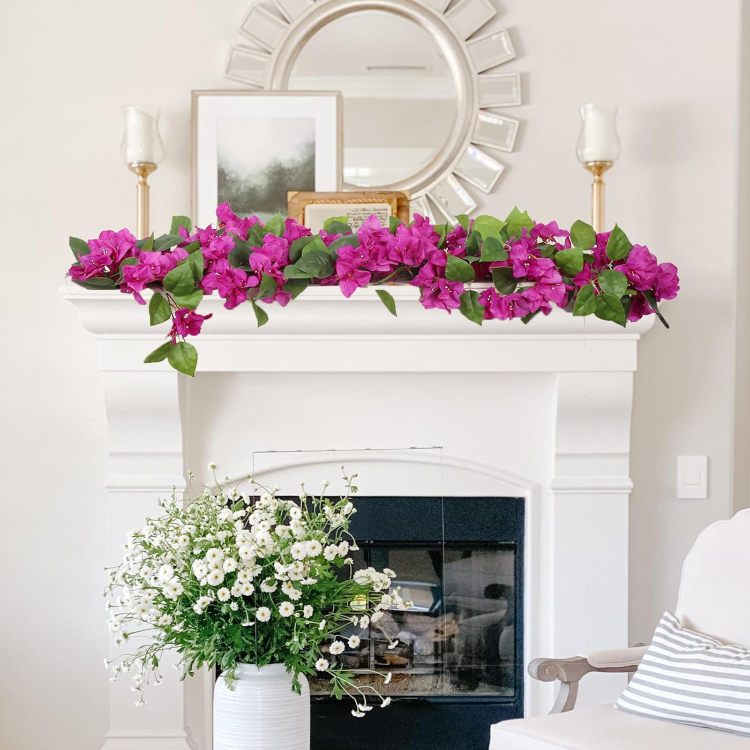 Realistic Purple Bougainvillea Hanging Vines – 2Pcs UV Resistant Decor