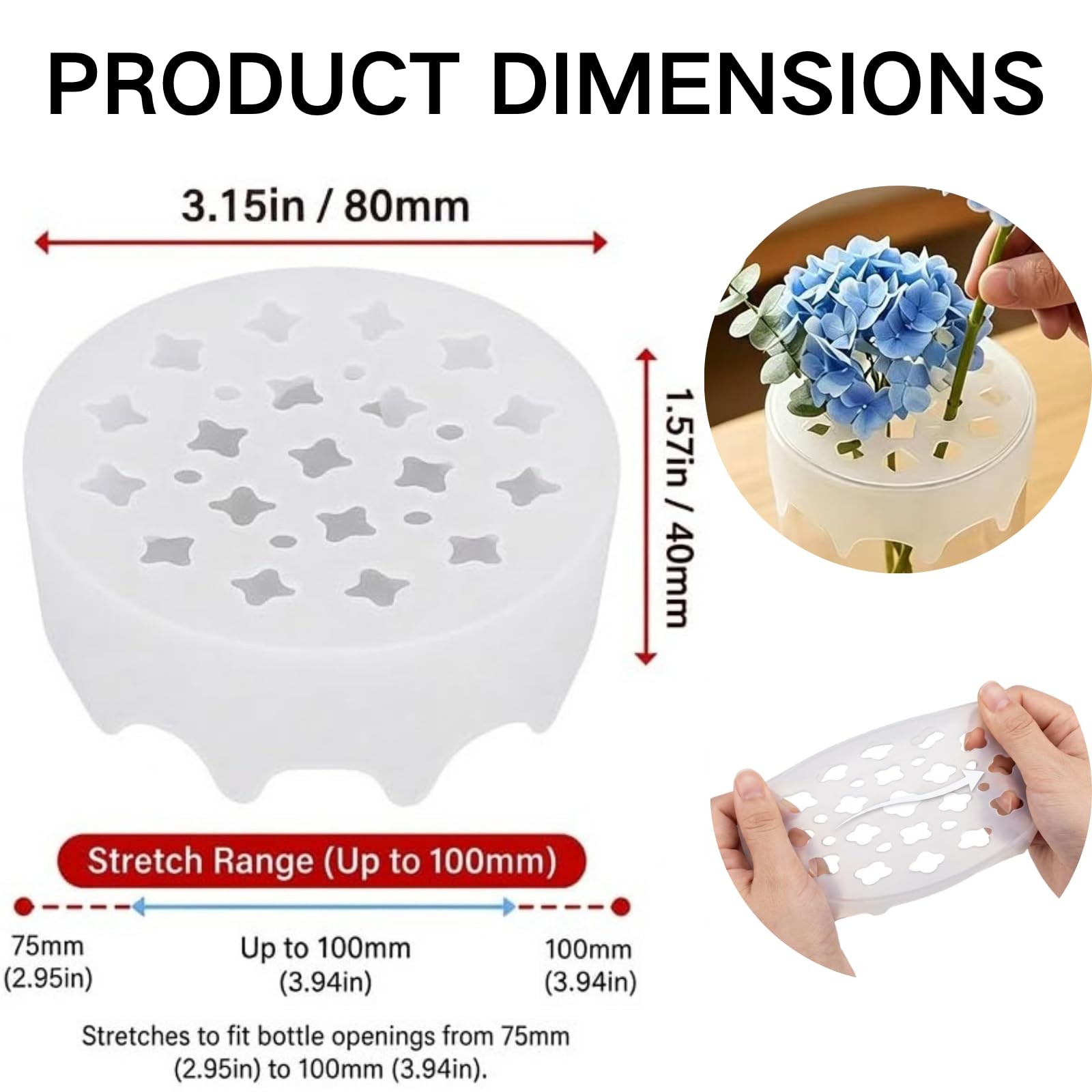 3pcs Silicone Flower Arranging Grid for Vases – Reusable Floral Stem Holder