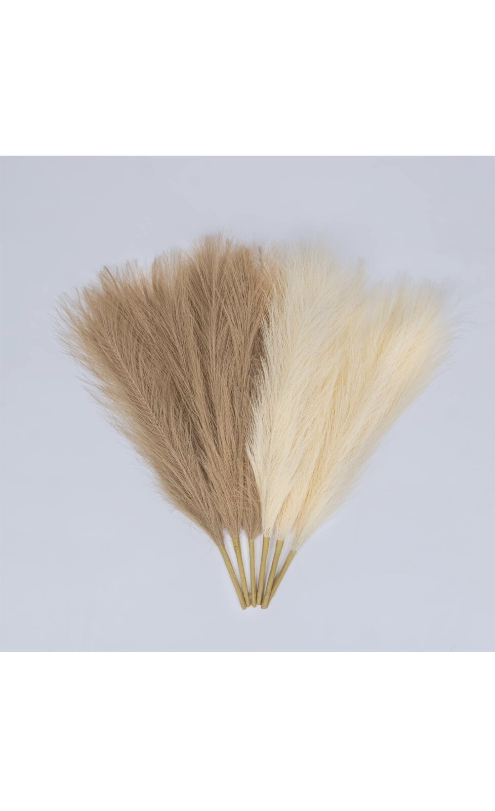 6 Pack Faux Pampas Grass 17.7” Fluffy Artificial Home Decor 3 Beige & 3 Taupe