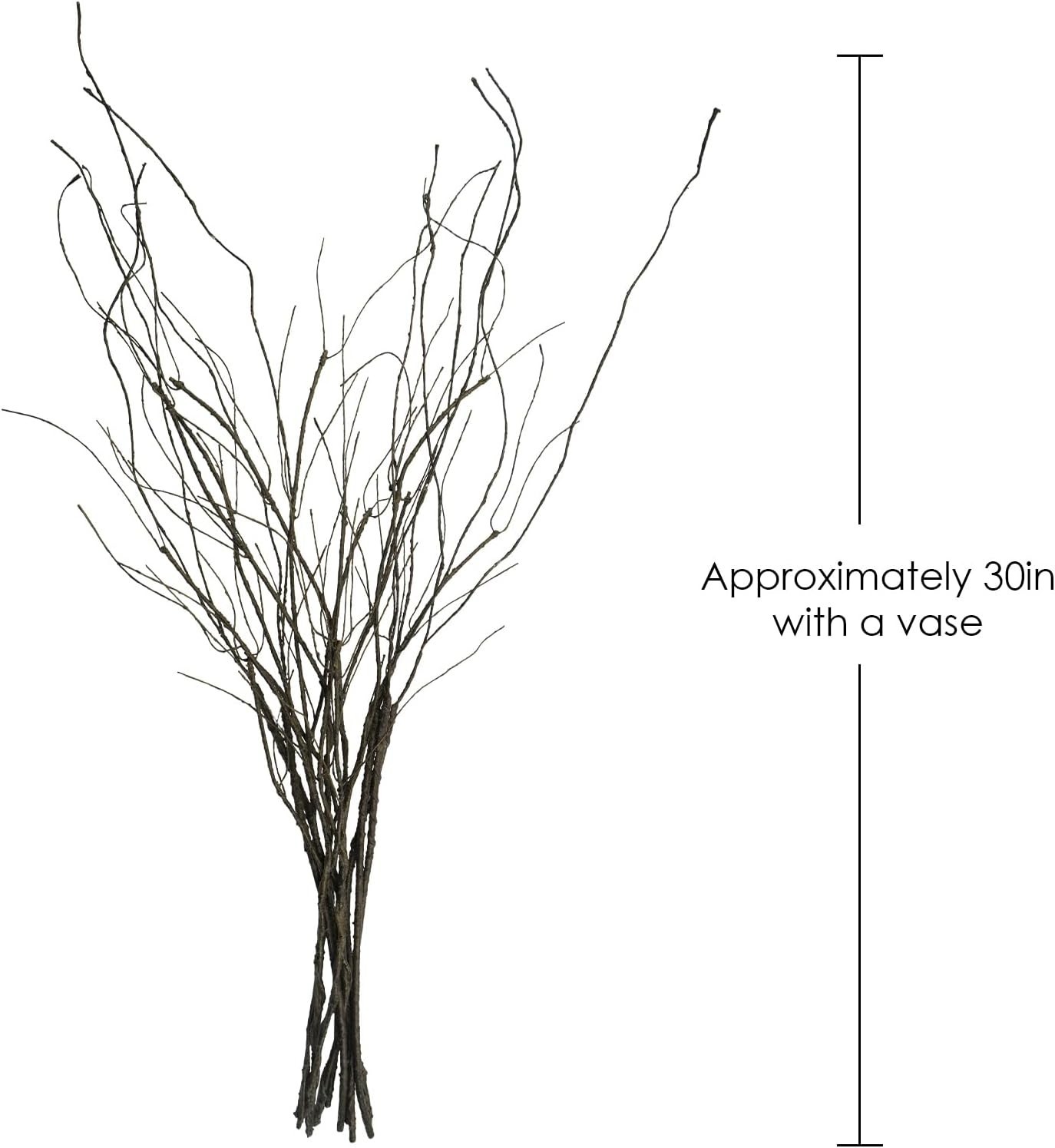 Artificial Curly Willow Branches, Dark Brown, Bendable Stem