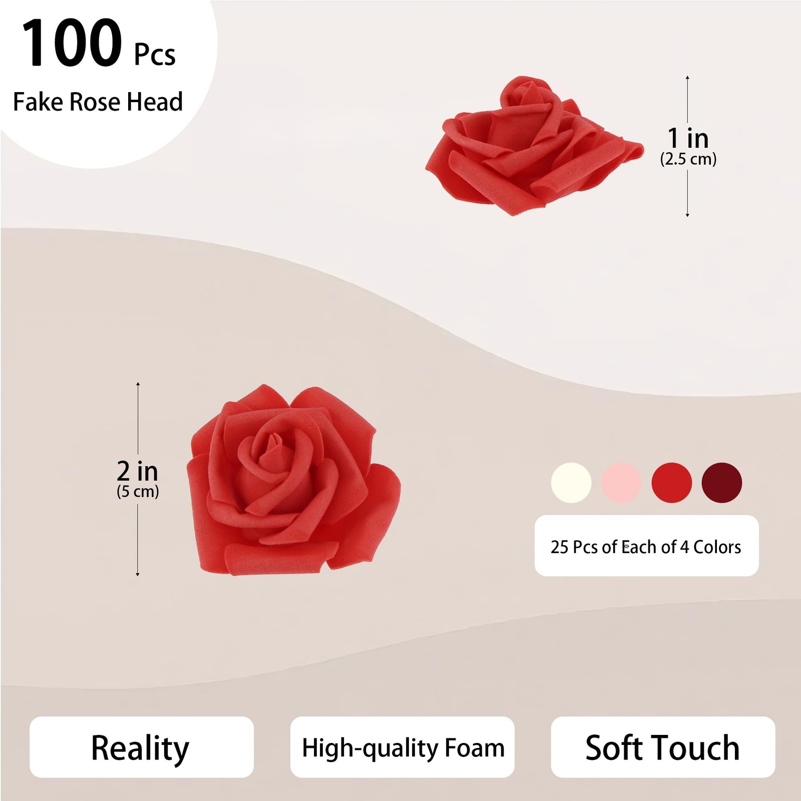 100 Pcs 2 Inch Artificial Flowers Faux Foam Fake Rose Head Bulk for Home Deco…