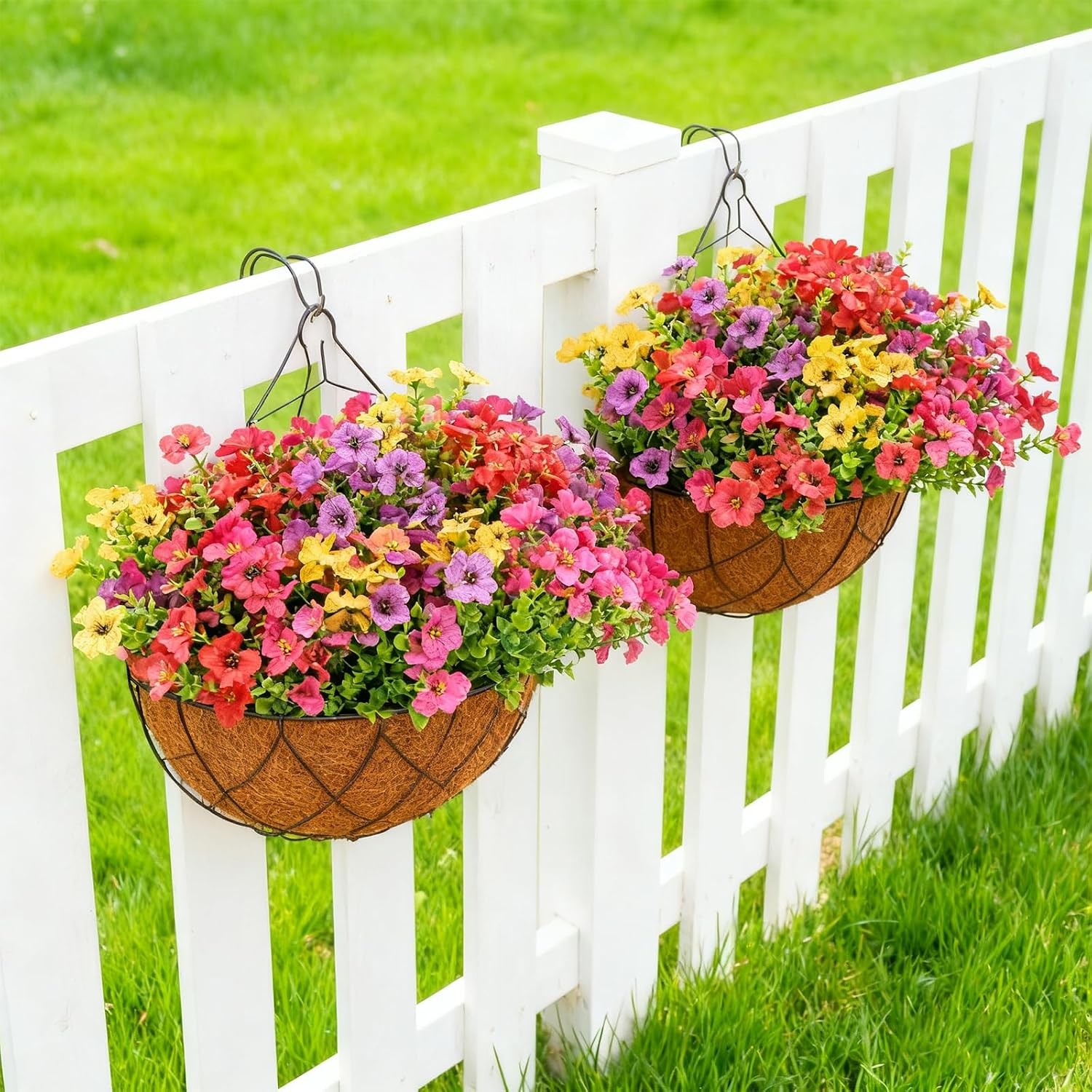 16 Bundles Artificial Flowers, Faux Daisy Eucalyptus Outdoor Patio Decor