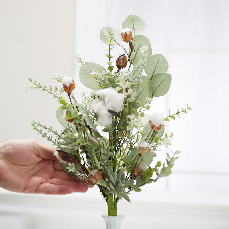 20″ Factory Direct Craft Artificial Cotton and Eucalyptus Spray