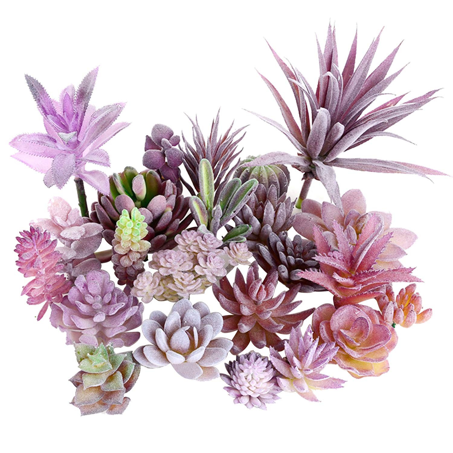 15 PCS Artificial Succulent Plants, Purple Fake Succulent, Unpotted Faux Succ…