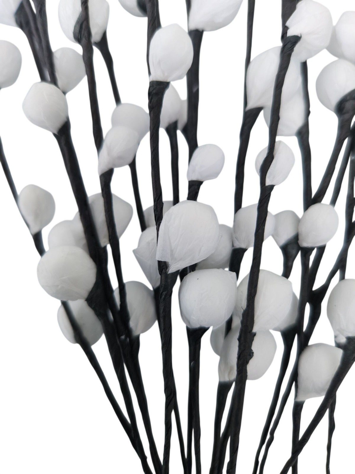 Artificial Pussy Willow Stems Black White Faux Branch Bundle Rustic Decor