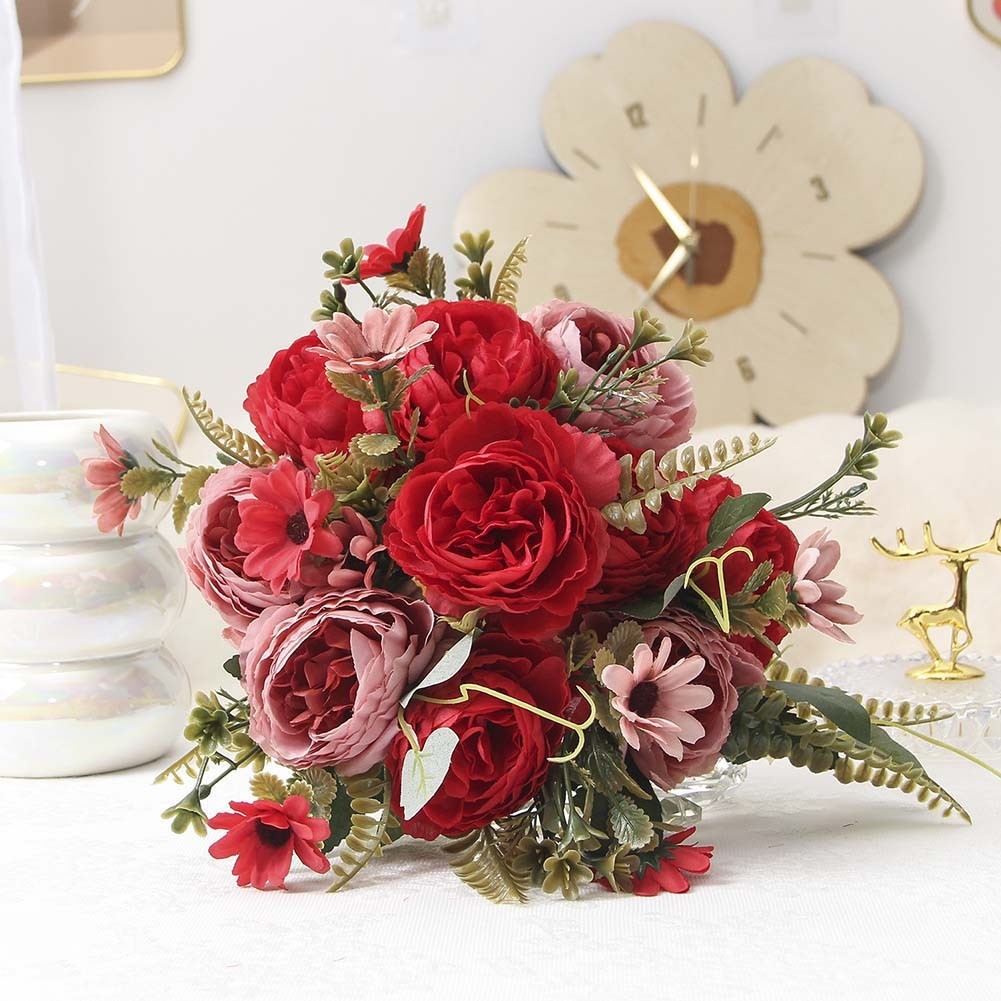 Realistic Faux Flower Arrangement Peony Roses for Elegant Home and Event Decor