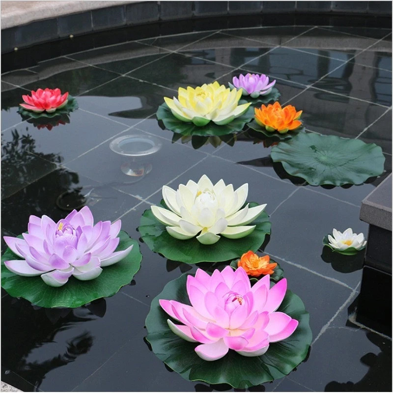 Floating Artificial Lotus Water Lily Flower Wedding Pond Garden Decoration US