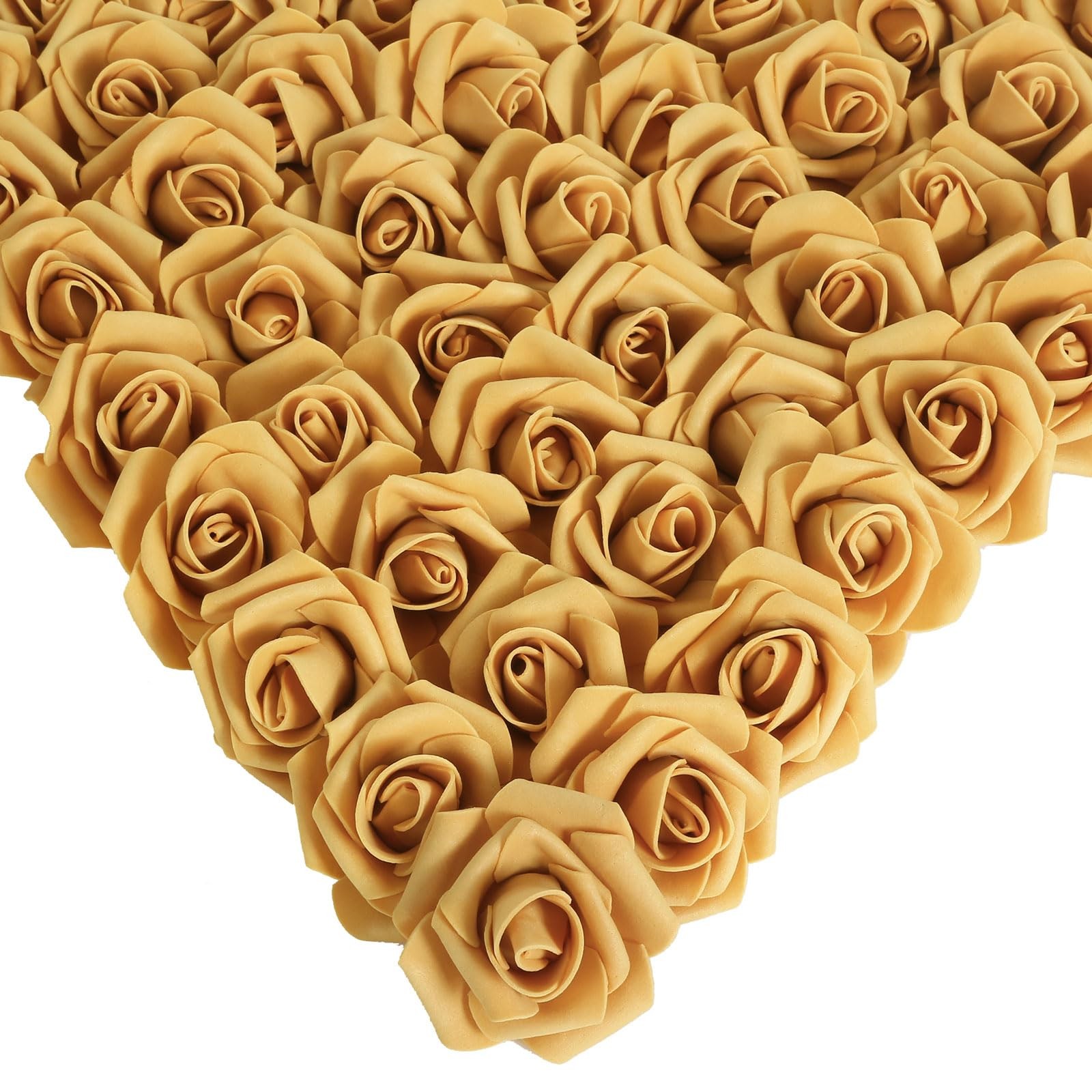 200 PCS Gold Yellow Foam Rose Flower Heads 1.97 Inch DIY Wedding Decoration