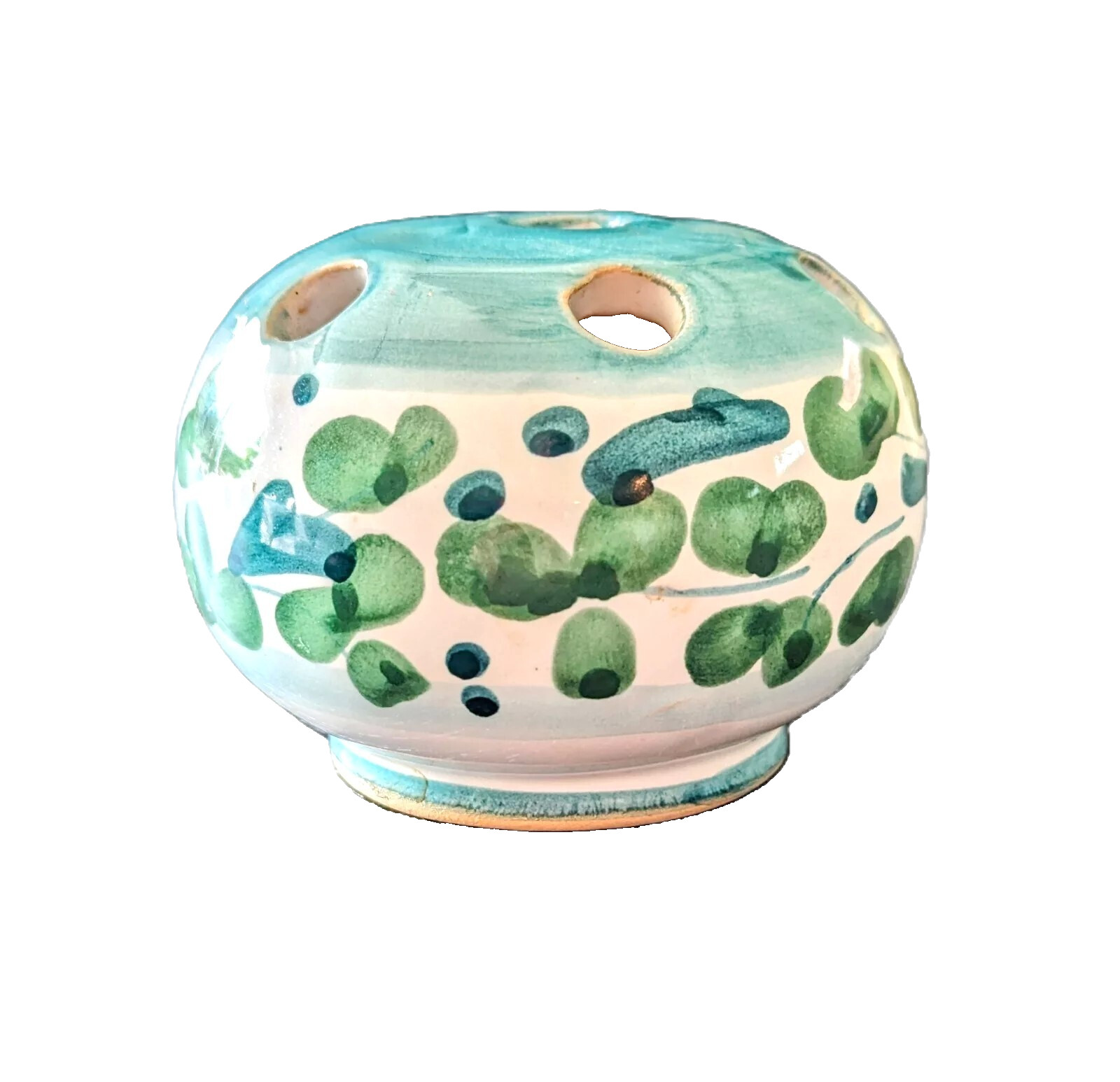 VTG Art Pottery Floral Arranging Frog VB/2 Hand Painted Blue White Green Italy
