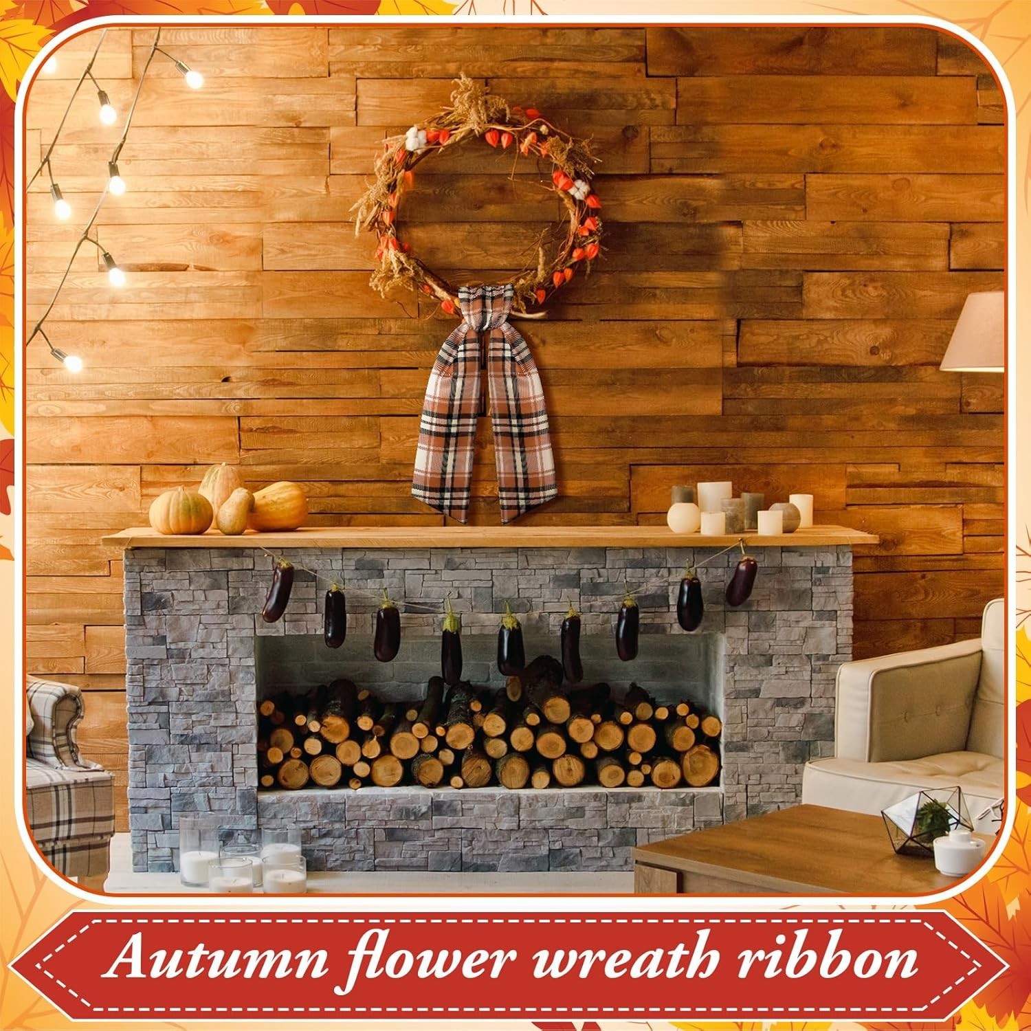 Multicolor Satin Wreath Sash – Elegant Fall Plaid for All Seasons, 56″ Length