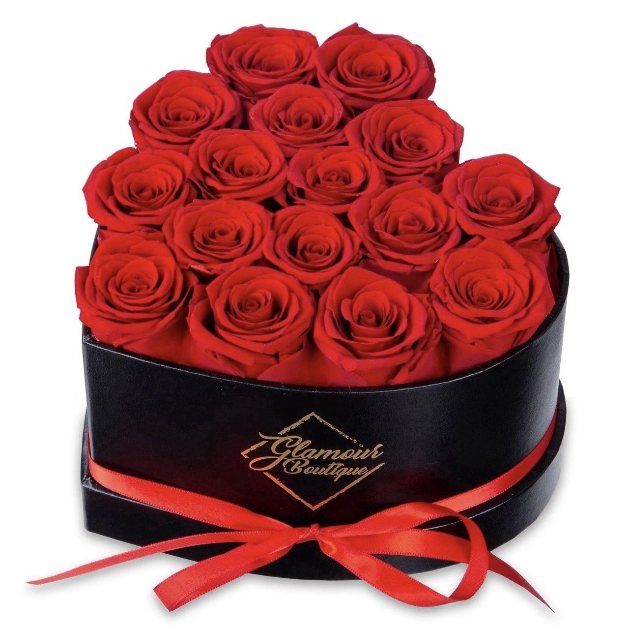 GLAMOUR BOUTIQUE 16 Forever Flower Heart Shape Box – Preserved Roses, Immortal R