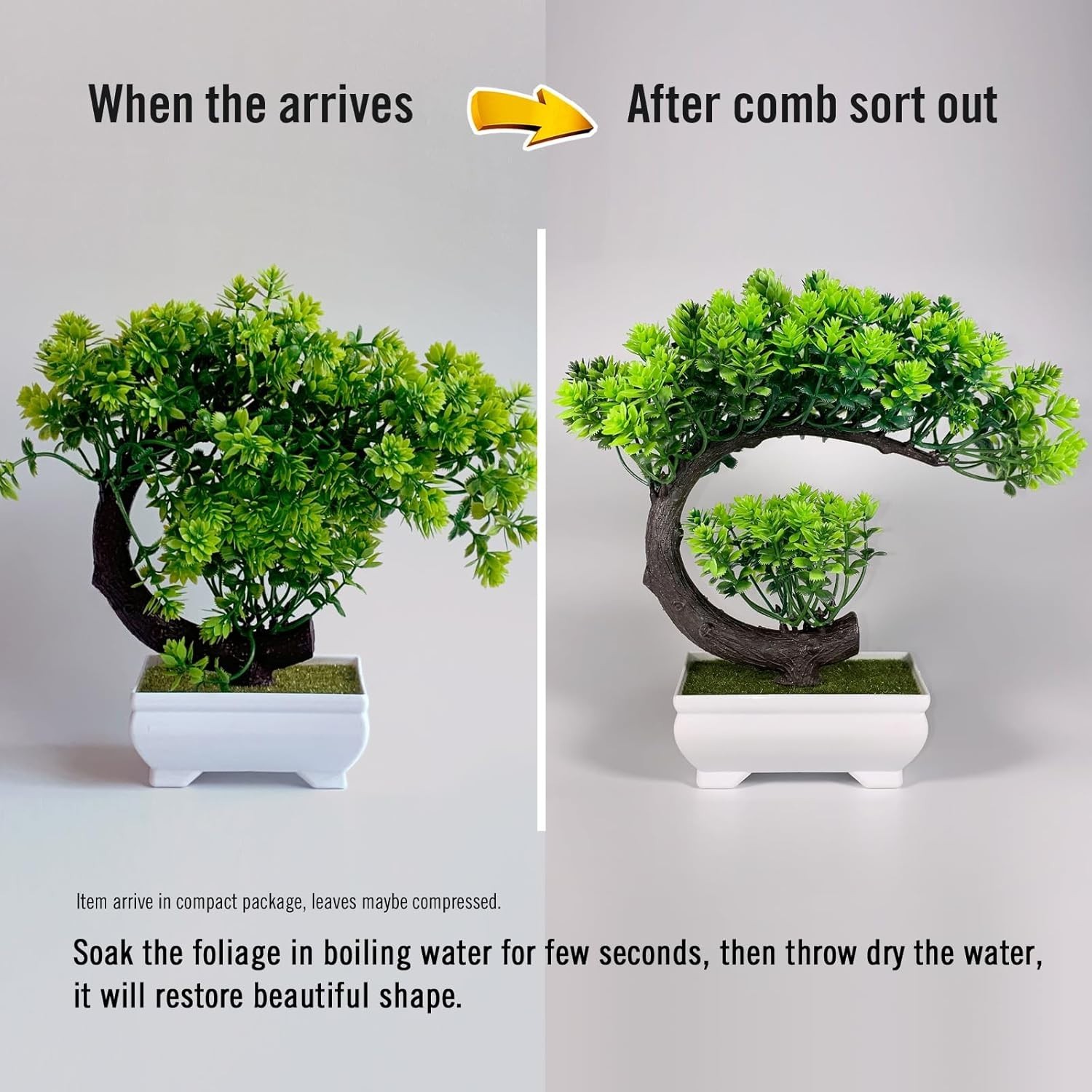 Chic Green Artificial Bonsai Tree for Effortless Home or Office Decor – 8.5”