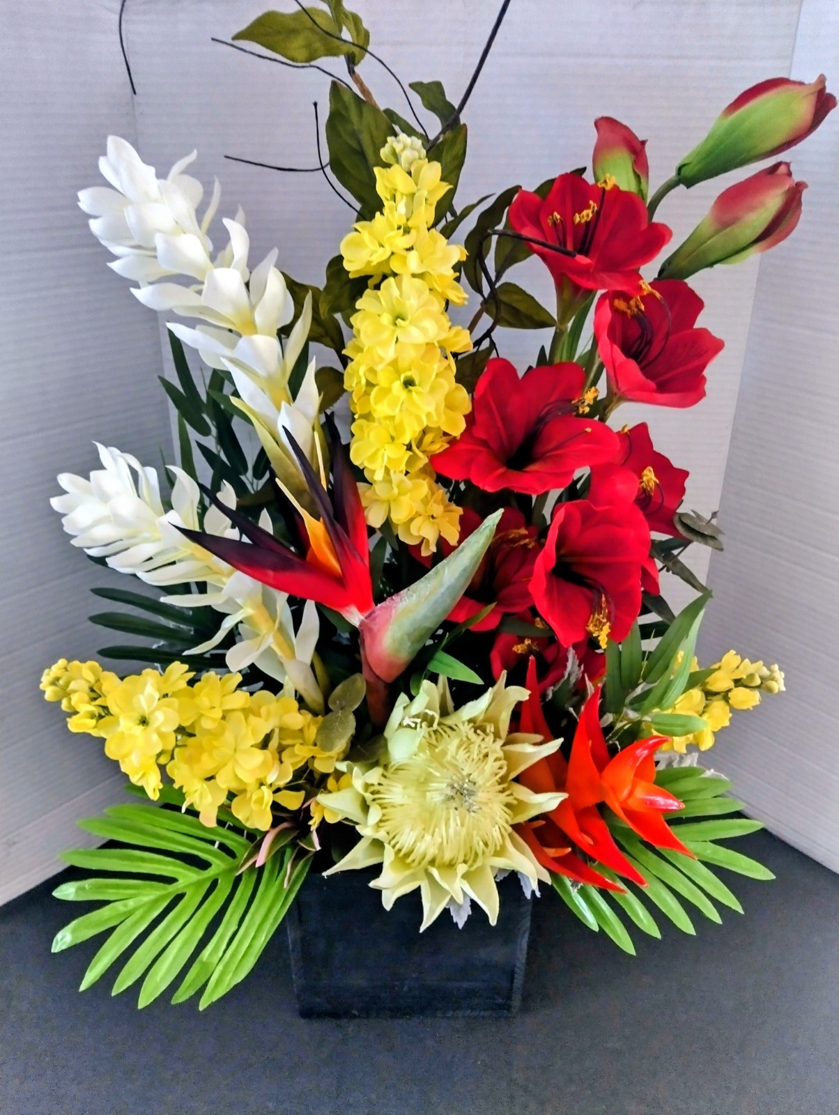 Artificial tropical floral arrangement