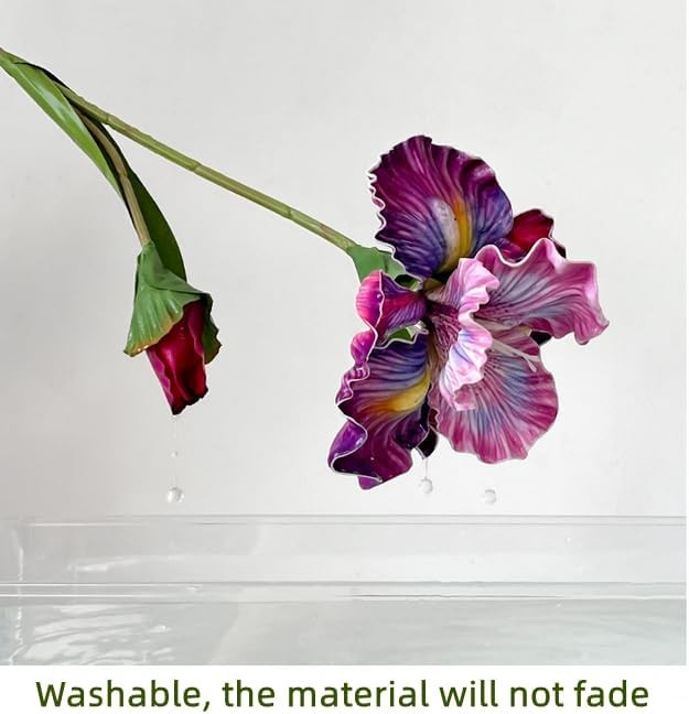3pcs 18″Artificial Iris Flower PU Flower Heads,Real Touch Artificial Flowers