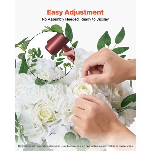 Flower Balls Arrangement Bouquet 10 PCS, 17.7-Inch Diameter Artificial Flower Ba