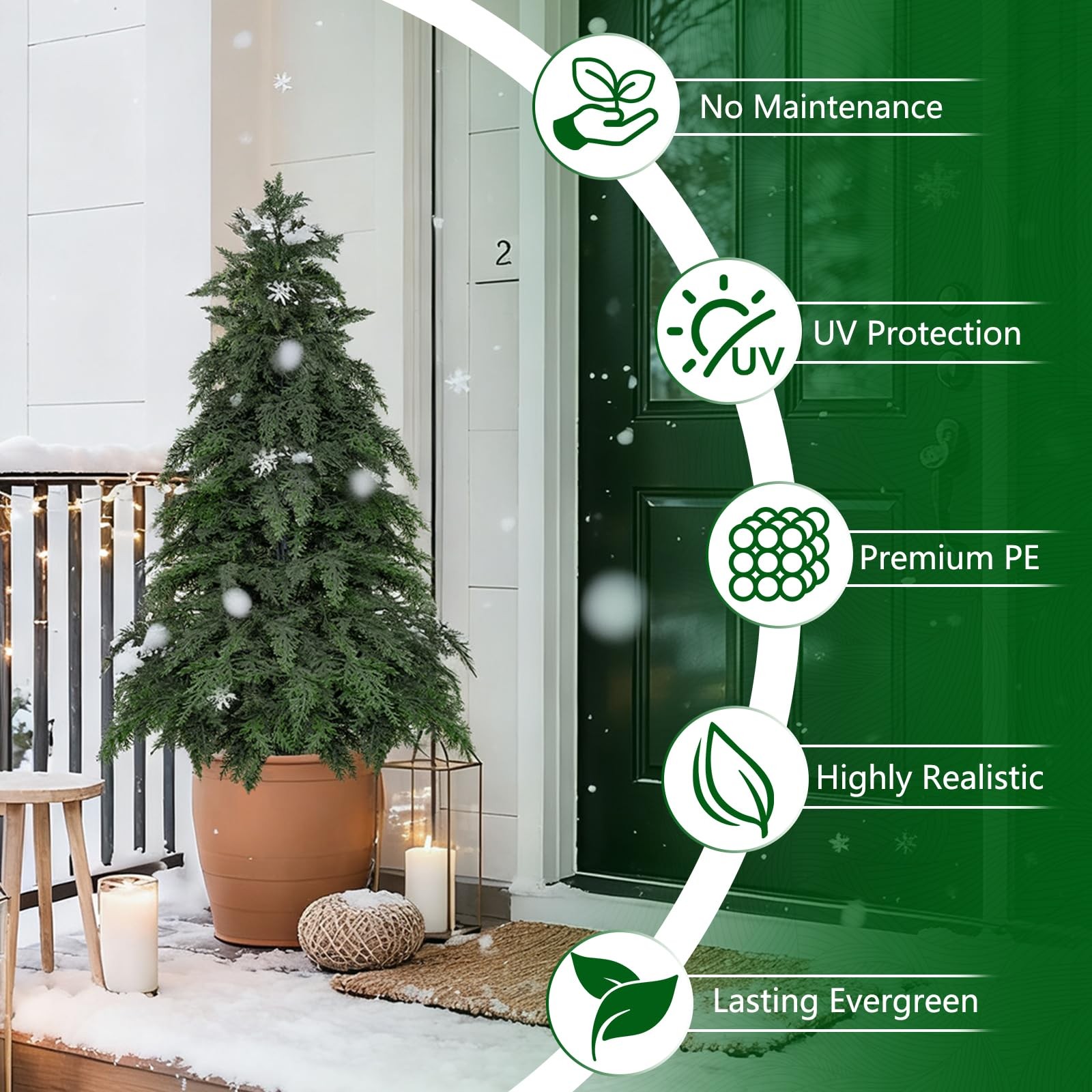 4FT Artificial Topiary Tree with Pot, 2 Pack Fake Evergreen Tree for Porch, A…