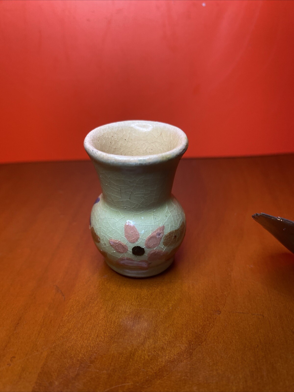 Mini Enamel & Metal Floral Arrangement in Glazed Planter
