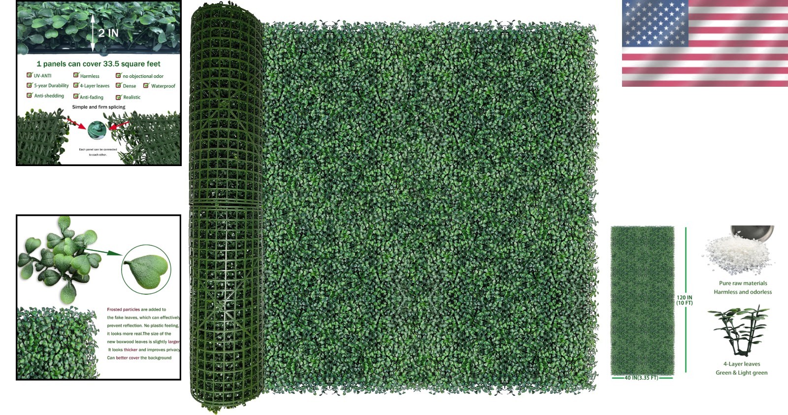 Decorative Boxwood Backdrop Panel 40 X 120 Inch Durable Weather Resistant Design
