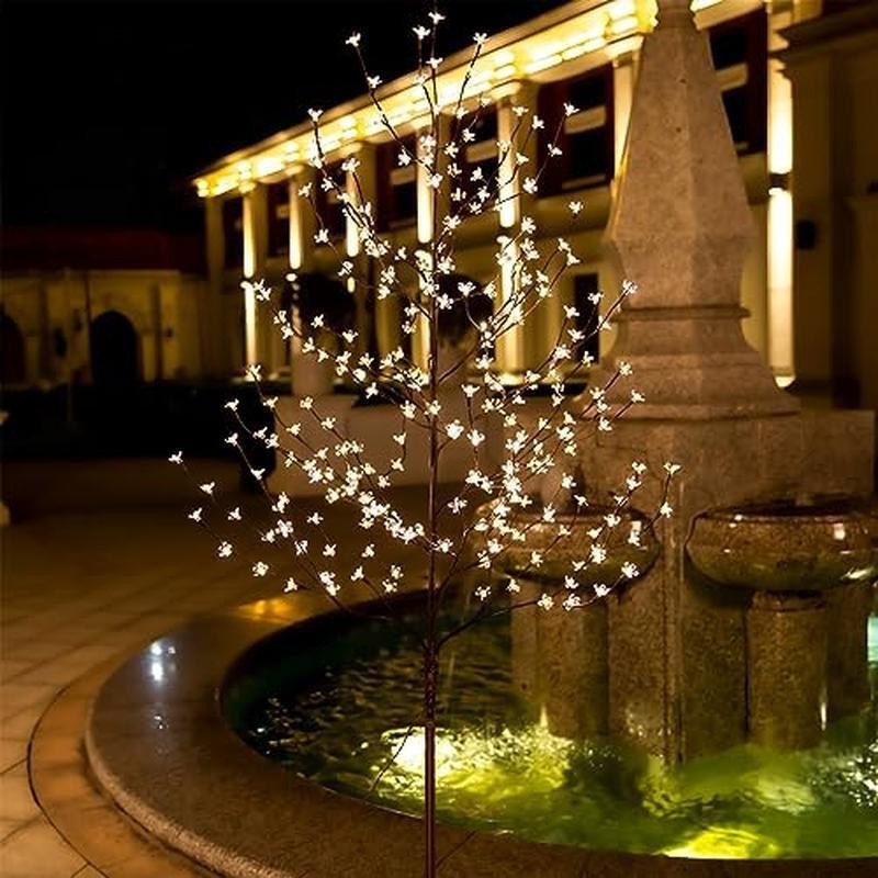 Lighted Cherry Blossom Tree Set 4ft 5ft 6ft Indoor Outdoor Decor Dimmable LED US