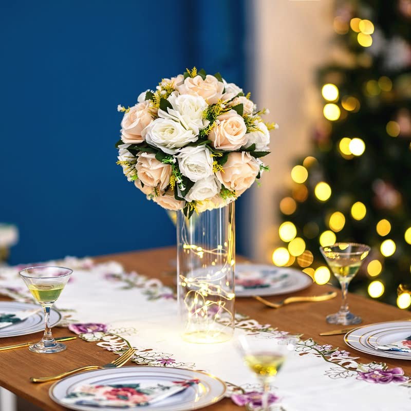 Flower Balls Wedding Rose Centerpieces: 2 Pcs Fake Flowers with Base Kissing …