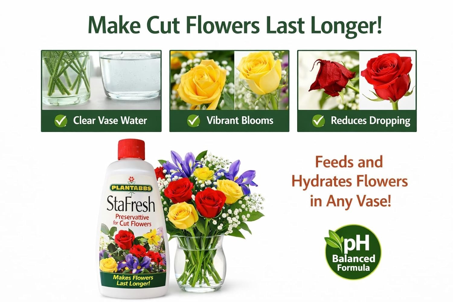 StayFresh Fresh Flower food for Cut Flowers Preserves life Pet Safe 8oz