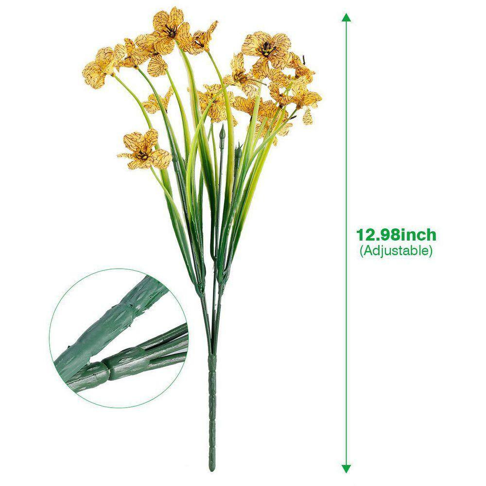 12.98 In. Yellow 12 Bundles Artificial Flowers Outdoor UV Resistant Fake Flowers