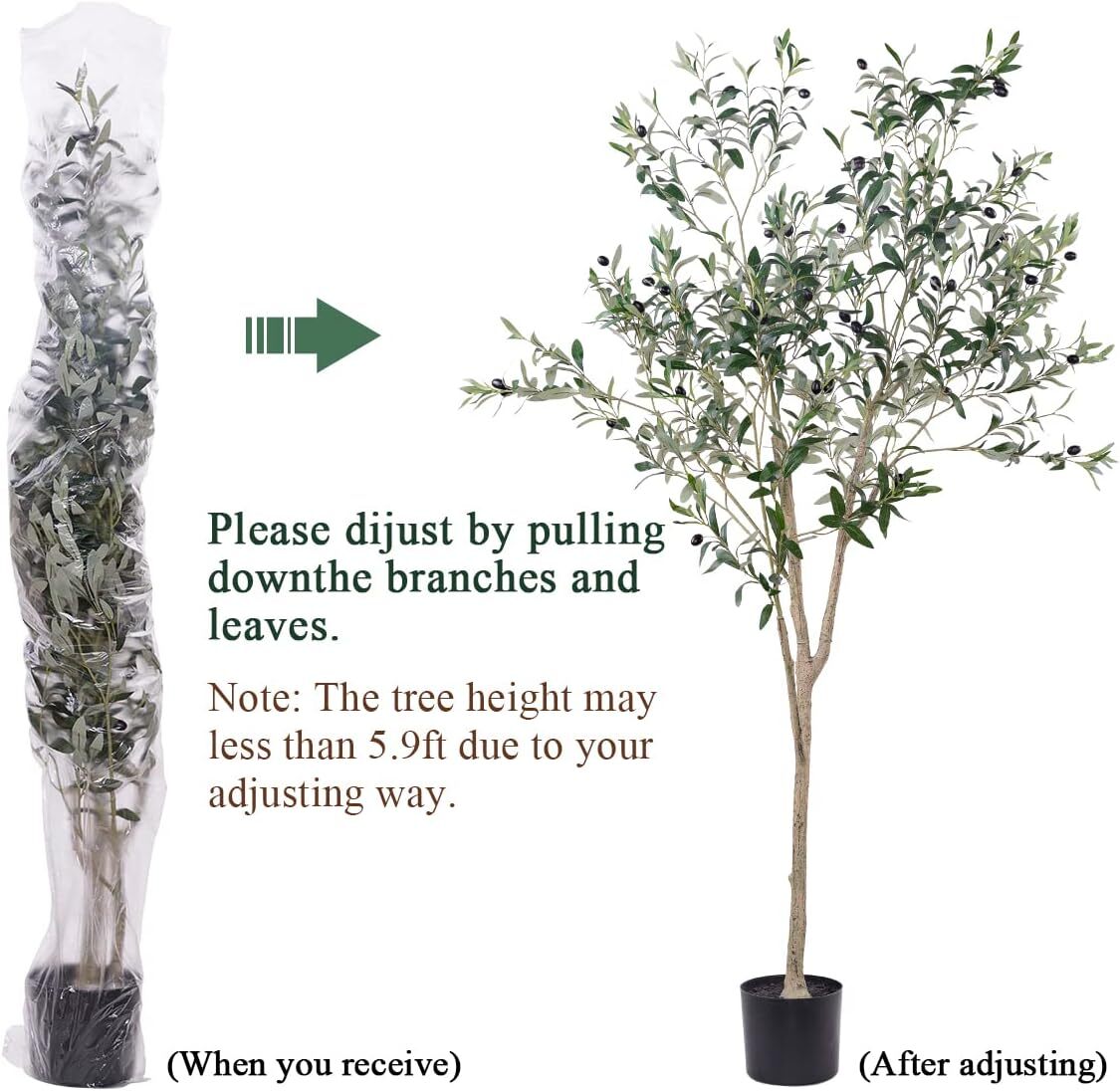 Artificial Olive Tree for Living Room Decor, 6FT Faux Silk Plant Artificial Tree