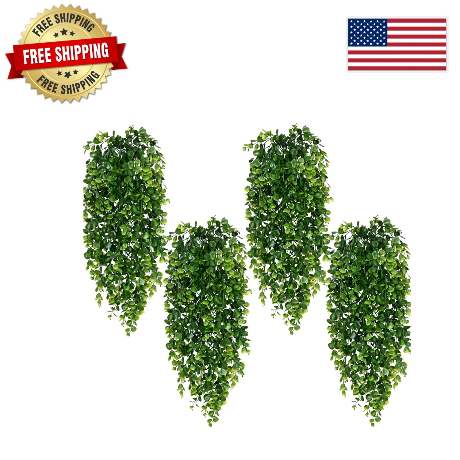 4Pcs UV Resistant Faux Hanging Plants – Elegant Eucalyptus Vines for Home Decor