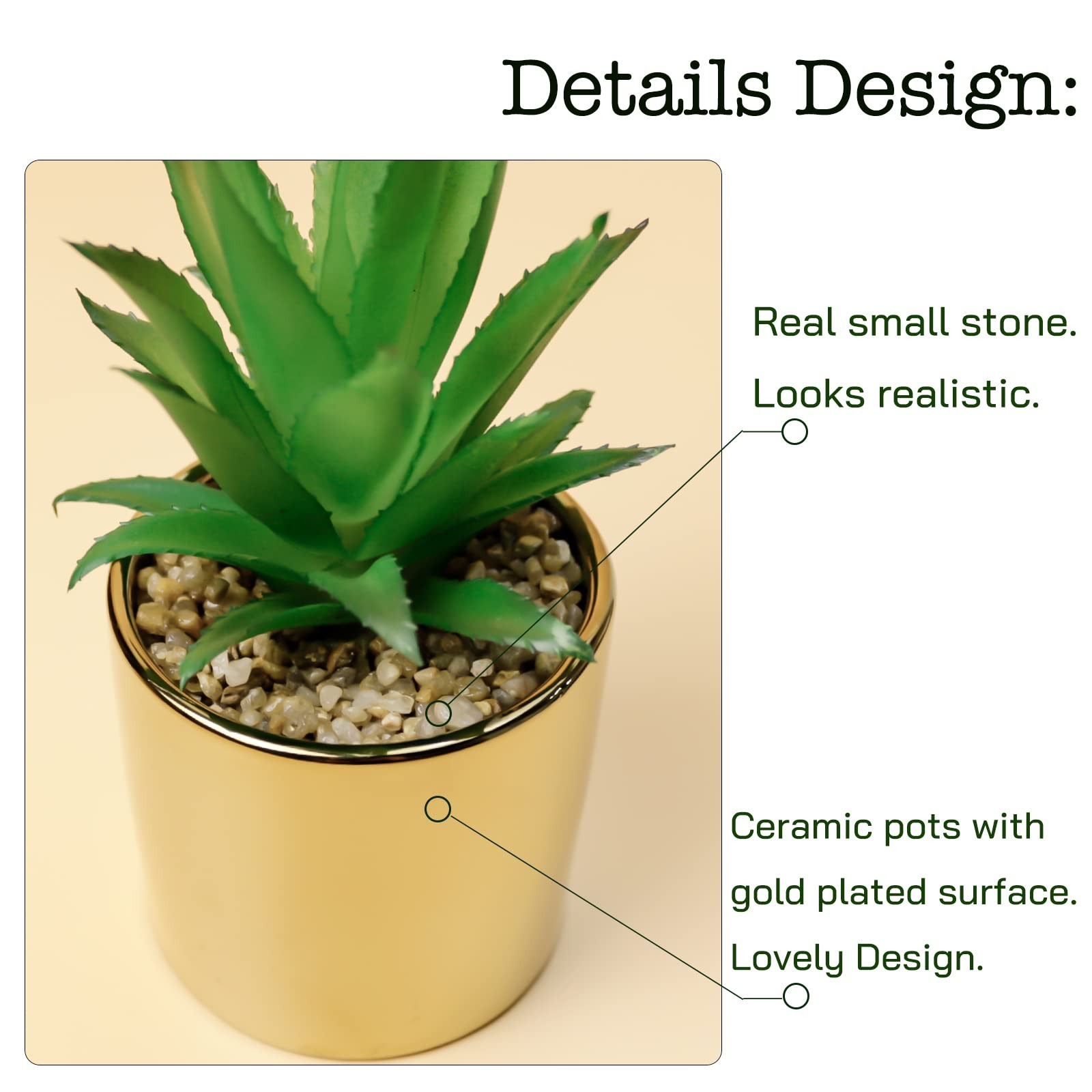 Faux Succulent Artificial Plants 7” & 5” in Pots Home Decoration Set of 2 G…