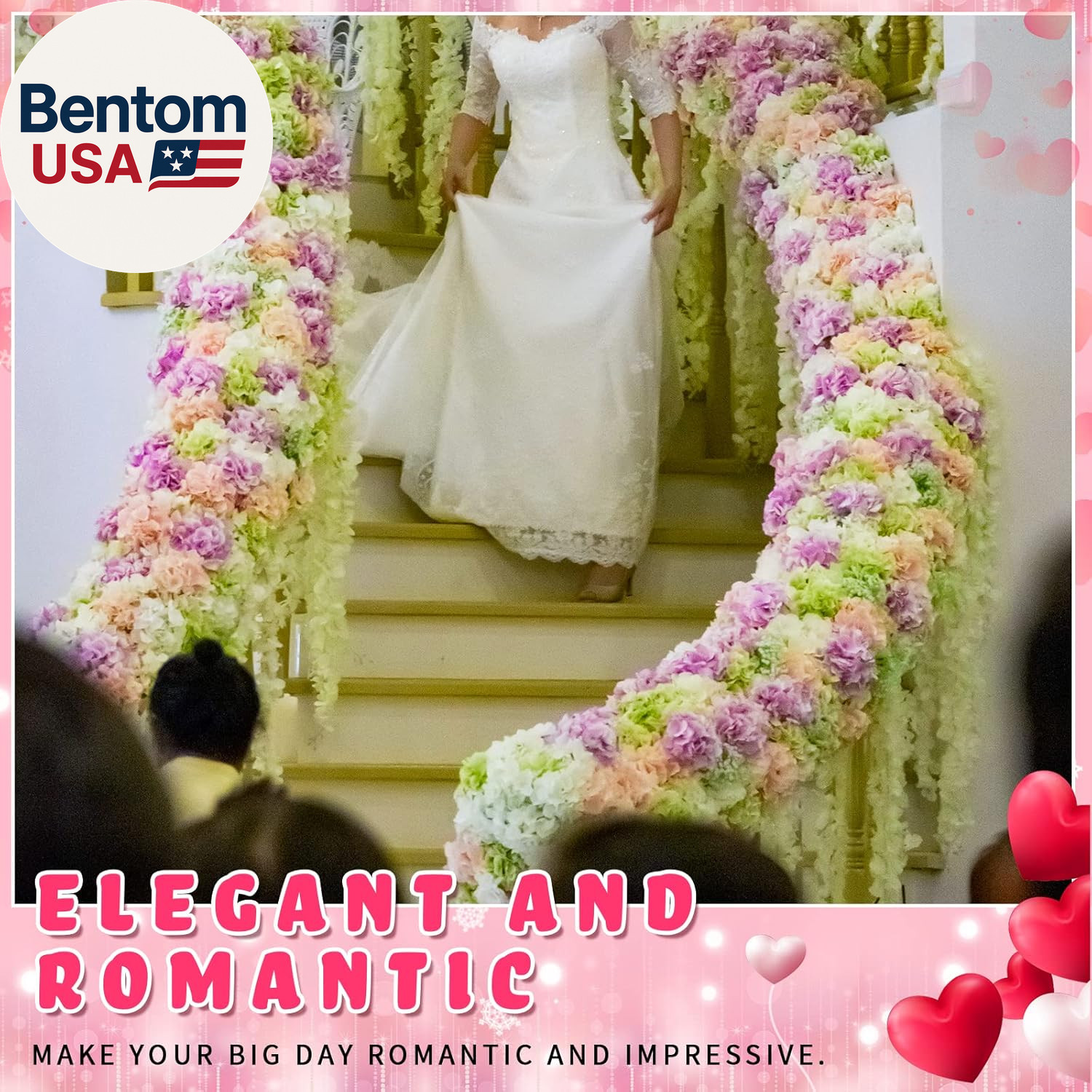 6.5 Feet Wisteria Flower Garlands Faux Vine Flower Backdrop for Wall Arch Garden