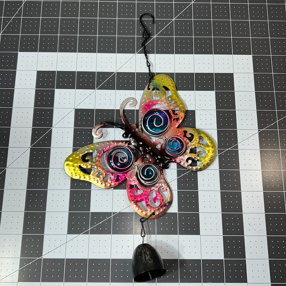 Butterfly, Frog, & Sun Decorative Hanging Outdoor Indoor Metal Chimes Lot of 3