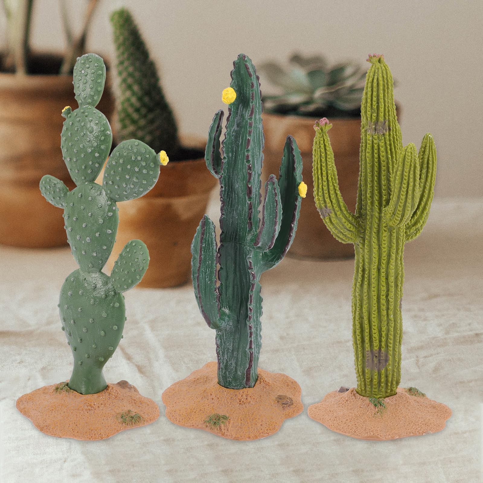 VILLCASE 3-Pack 5.5″ Artificial Cactus Set – Realistic Mini Fake Succulents, …